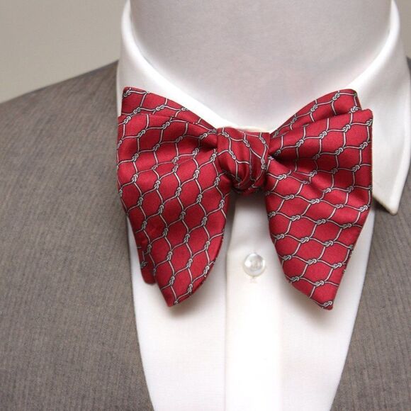 Men's Self tied Bow Tie Red Silk Bowtie‎ - Picture 1 of 6